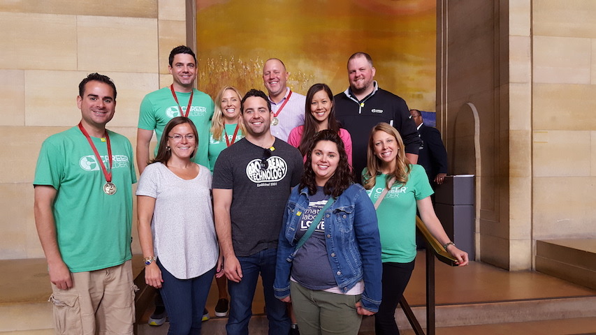 Slide Show Image #5: Group of CareerBuilder employees standing in a lobby